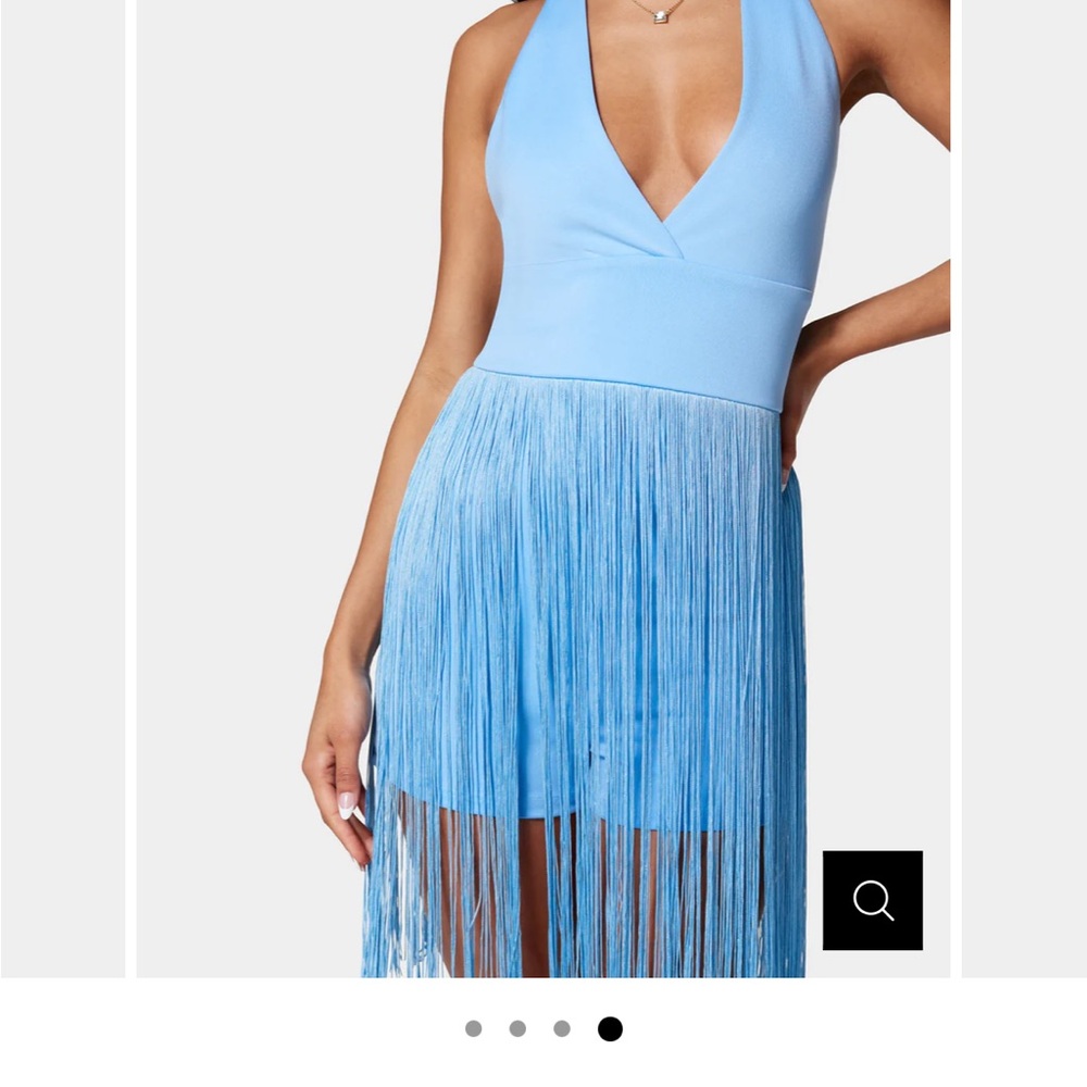 Blue Fringe Halter Dress
